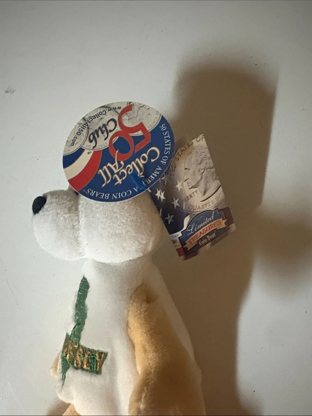 Collect-A-Bear New Jersey Souvenir Bear - White & Tan with Green Accents